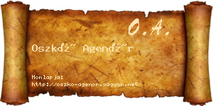 Oszkó Agenór névjegykártya